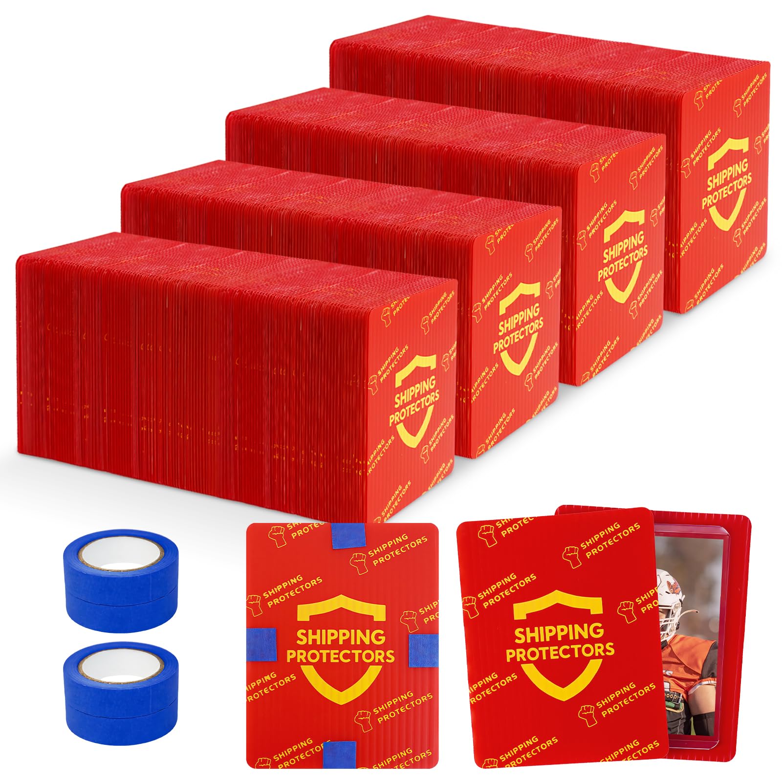 Lot de 510 protections d'expédition pour cartes à collectionner 8,9 x 11,4 cm avec 4 rouleaux de ruban adhésif, pochettes en plastique robuste pour expédition sûre, enveloppes prédécoupées