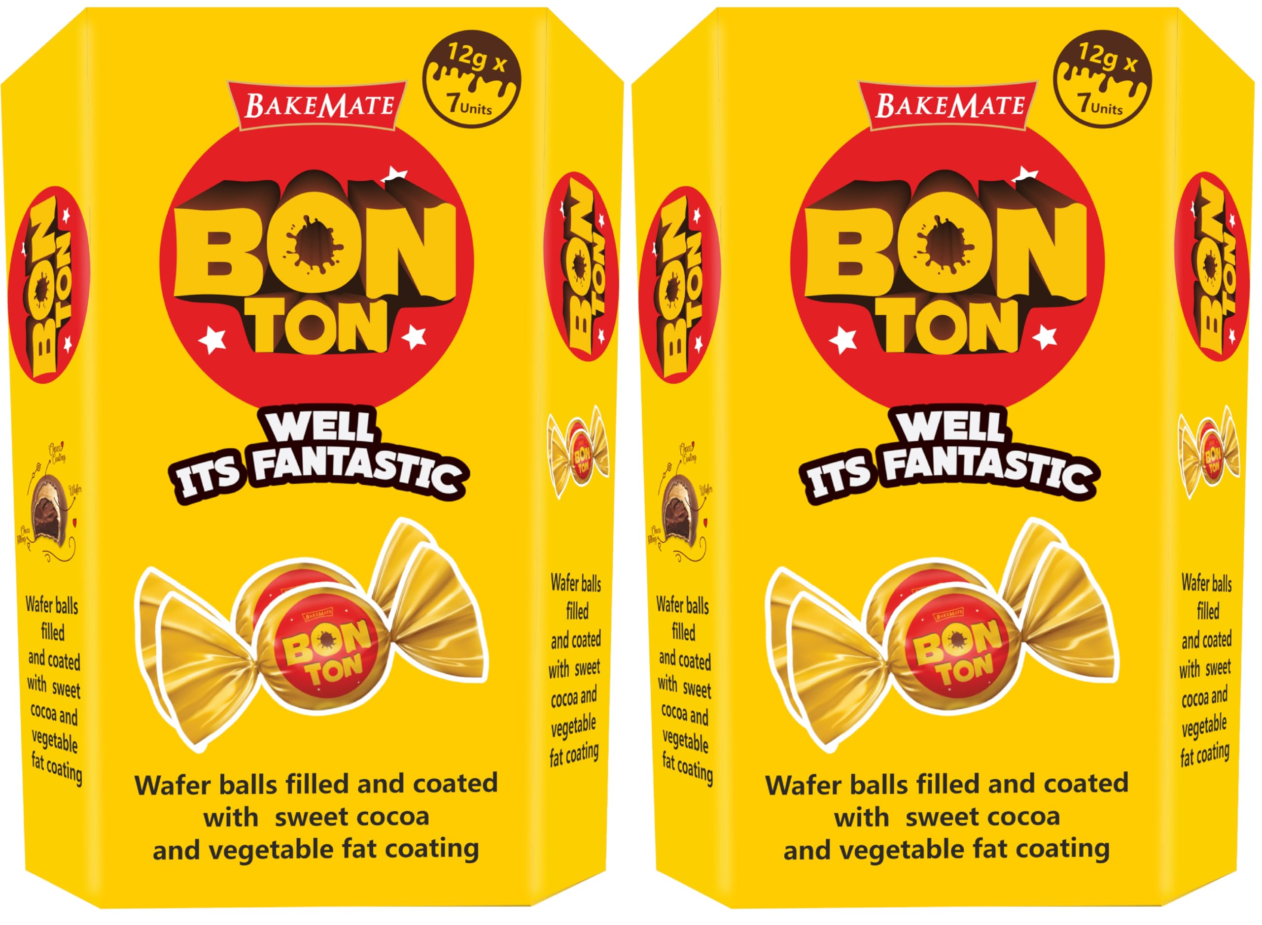 BakeMate Bon Ton Chocolate Wafer Balls – Layered Wafer Coated in Chocolate | Combo Pack of 2 | 168g