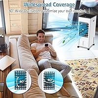 Vista 5 de Aire acondicionado portátil, enfriador de aire evaporativo 3 en 1 tanque de agua de 2 galones, aire acondicionado portátil de volumen de aire ultra