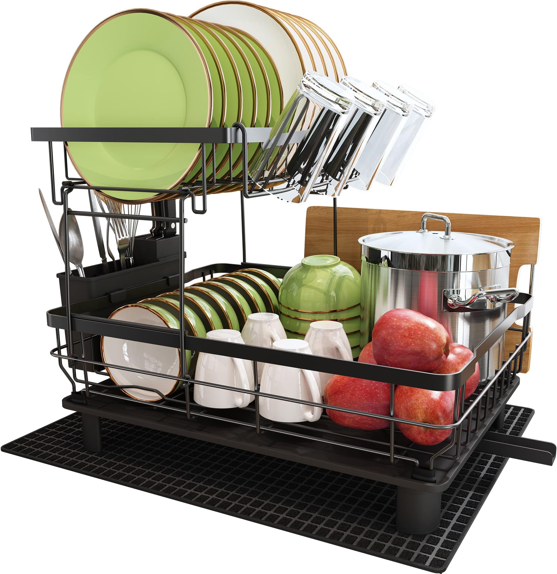 Hoisimdy Dish Drying Rack 2 Tier Dish Rack Kitchen Large Capacity Dish ...