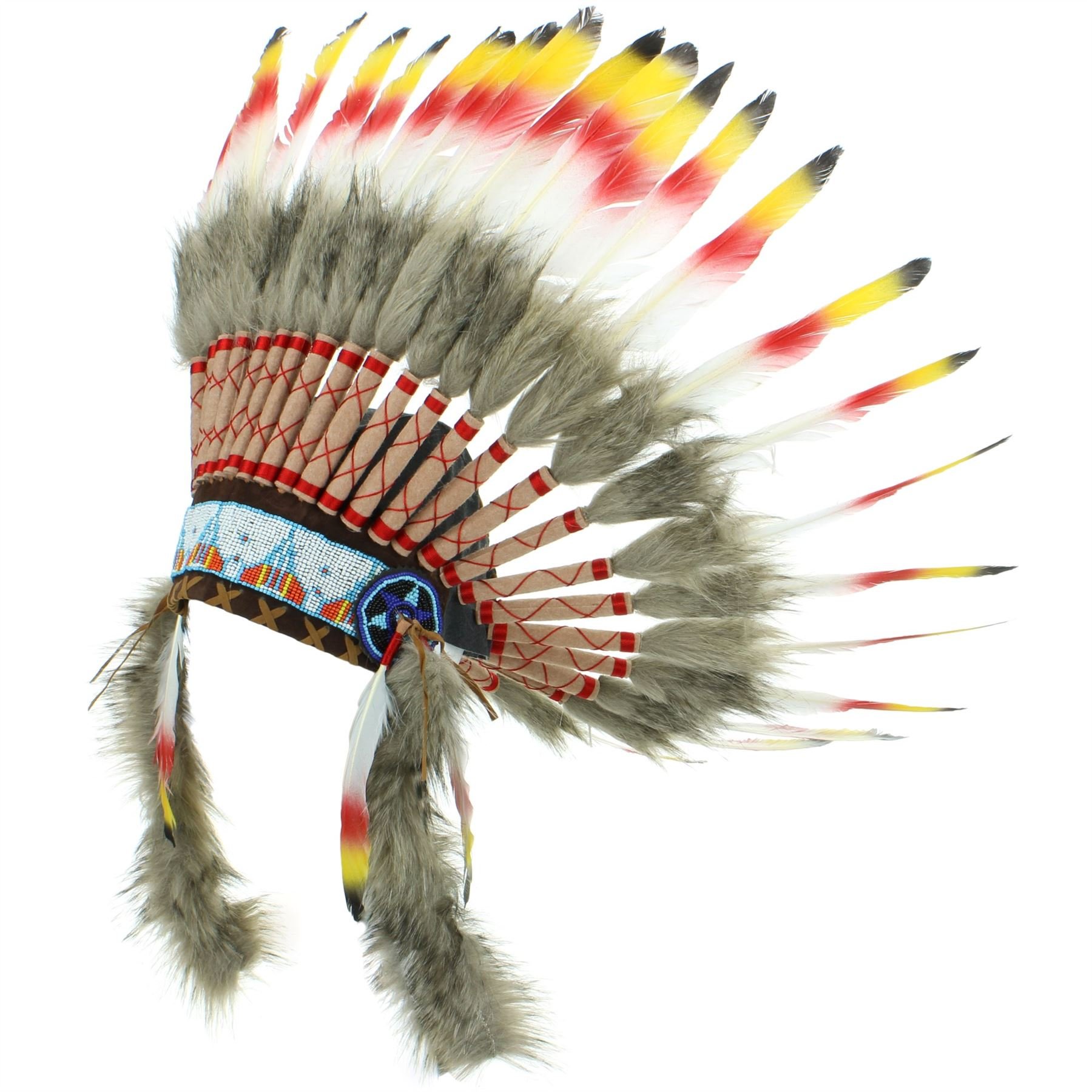 Gringo Native American Chief Headdress - Red, Yellow & Black