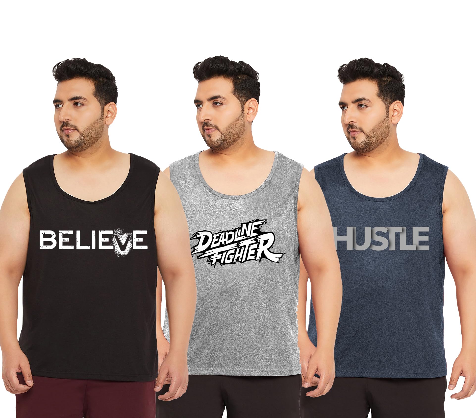 West Gate Clothing Cotton Printed Plus Size Vest for Men | Round Neck, Regular Fit, Sleeveless Plus Size | Men's Tank Top | 3XL, 4XL, 5XL | Perfect for Workouts Gym | Maroon | Combo Pack of 3-image-30