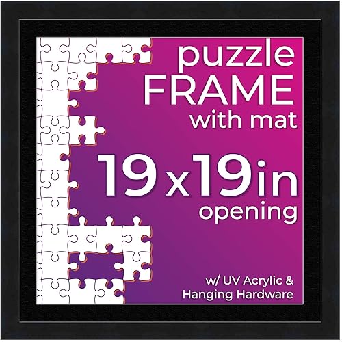 Miniatura 62 de Poster Palooza 16x20 Jigsaw Puzzle Frame Kit - Kit Includes Puzzle Glue Sheets, Black Wood Puzzle Frame with White Mat, UV Acrylic, Backing, Hanging