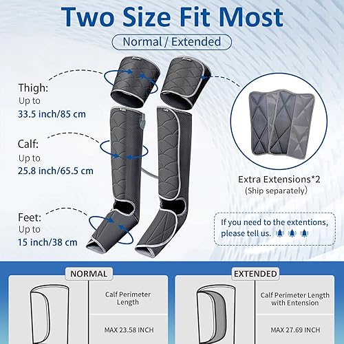 Miniatura 7 de Masajeador de piernas de compresión de aire con calor, masajeador de pies y piernas para circulación y alivio del dolor, máquinas de botas de masaje