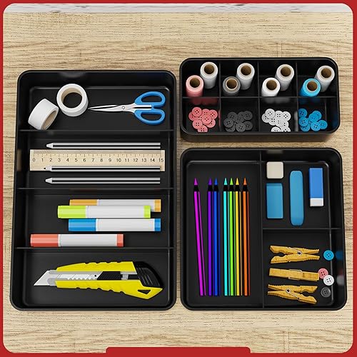 Miniatura 4 de Organizador de cajones, divisor apilable, paquete de 3 organizadores de maquillaje, encimera de baño, caja de almacenamiento compacta de 15 celdas,