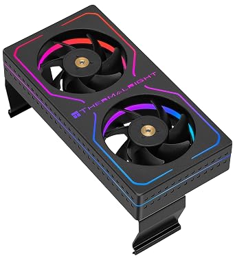 TR MC-2 ARGB Black RAM Cooler, Dual PWM Fans, 5V 3-Pin ARGB Sync, Memory Cooling Fan for DDR DDR2 DDR3 DDR4 DDR5, Easy Clip-On Installation, 3200RPM