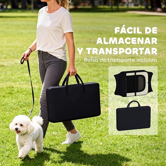 Foto 6 de 8 de PawHut Parque Plegable para Perros y Gatos Impermeable Ø90x41 cm Negro