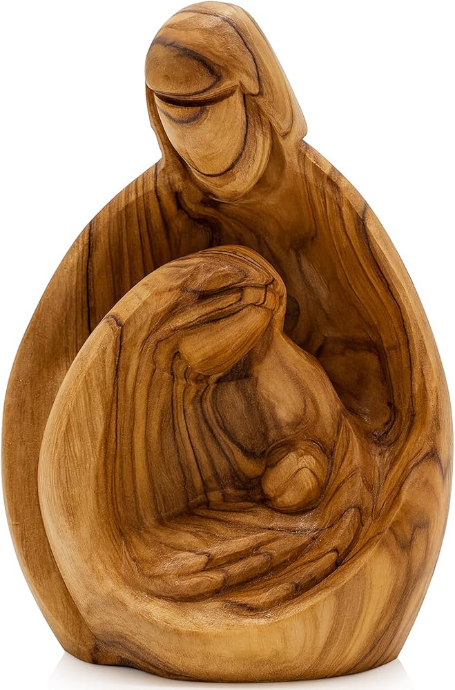 Amazon.com: Zuluf Hand-Carved Olive Wood Holy Family Statue – Mary, Joseph & Baby Jesus Nativity Scene for Christmas Decor – Catholic Wooden Figurine 4.3" for Home or Church Display – HOF001 :