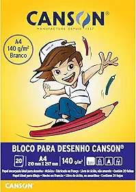 Bloco Desenho A4 140g/m², Canson, 66667070, Branco, 20 Folhas