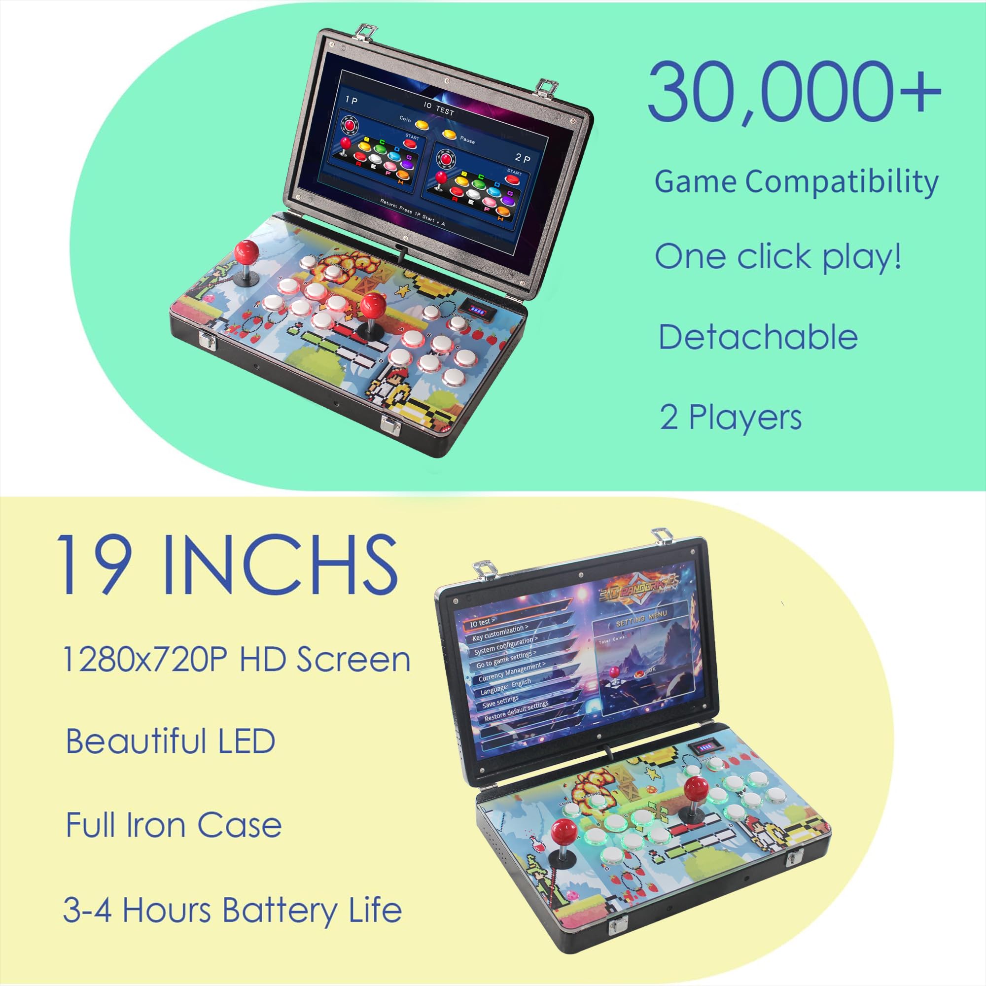 32000 en 1 Consola de juegos Arcade portátil, visualización HD de 19 pulgadas, caja de metal para doble reproductor, caja de hierro DX, máquina de videojuego retro electrónica de búsqueda