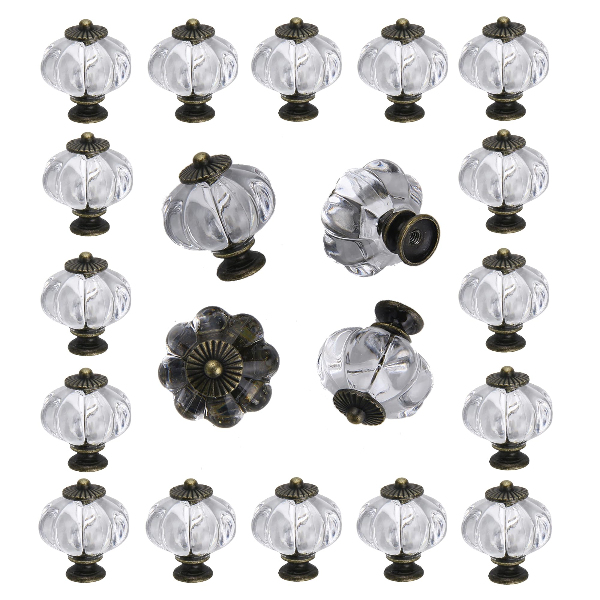 Perphin 20 Pack Clear Pumpkin Cabinet Knobs