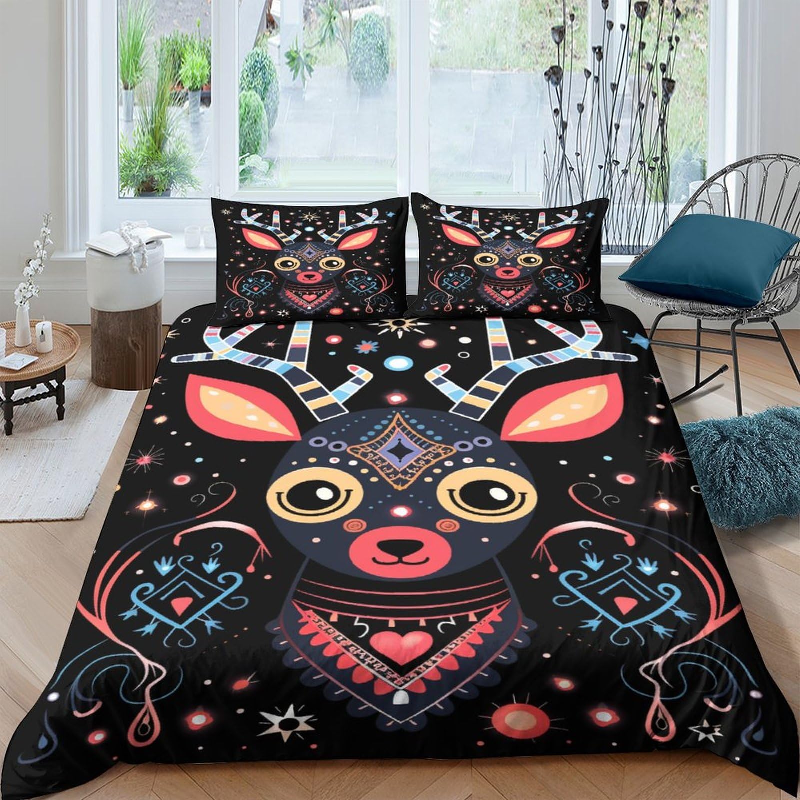 Parure de lit wapiti 3D housse de couette 200x200 microfibre zippée garçon fille