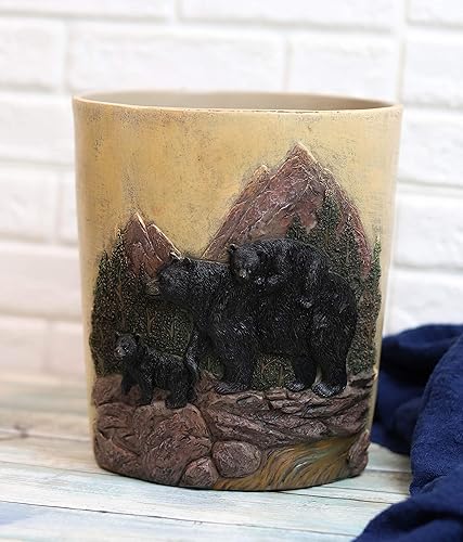 Miniatura 1 de Ebros Wildlife Rustic Mountain Black Mama Bear con cachorros, familia en pinos bosque, accesorios de figura decorativa para baño, cabaña de campo