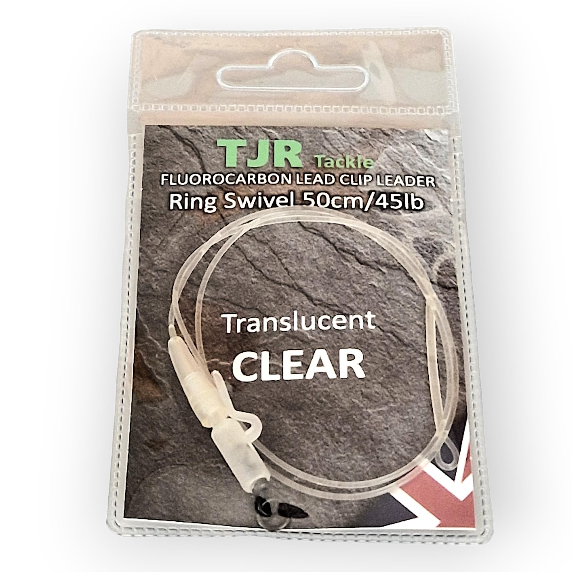 Twin pack 50cm fluorocarbon carp Leaders Carp safety lead Clips Ring swivels (Clear), Transparent - Image 2