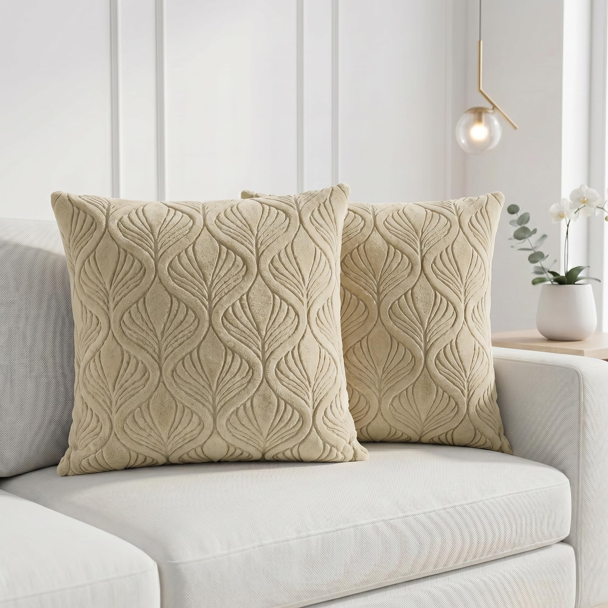 Yellow Weaves Jacquard Cushion Covers | Sofa Cushion Covers | Throw Pillow Cover for Sofa, Couch, Living Room| Removable & Washable | 16x16 Inches, Set of 2 (Beige)-image-39