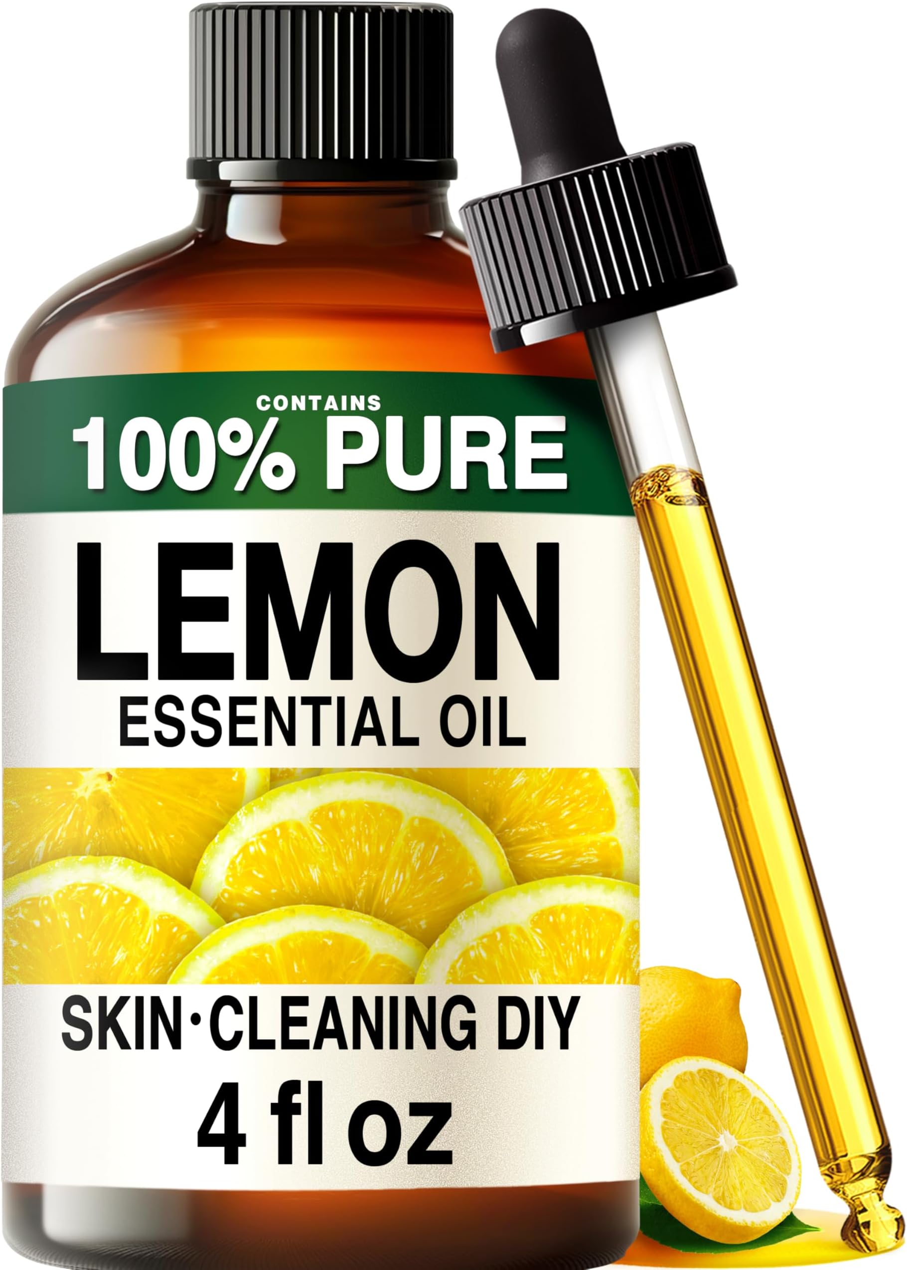100% Pure Lemon Oil - 118ml Lemon Essential Oil for Hair, Skin, Diffuser, Aromatherapy & DIY Soap Making Scent