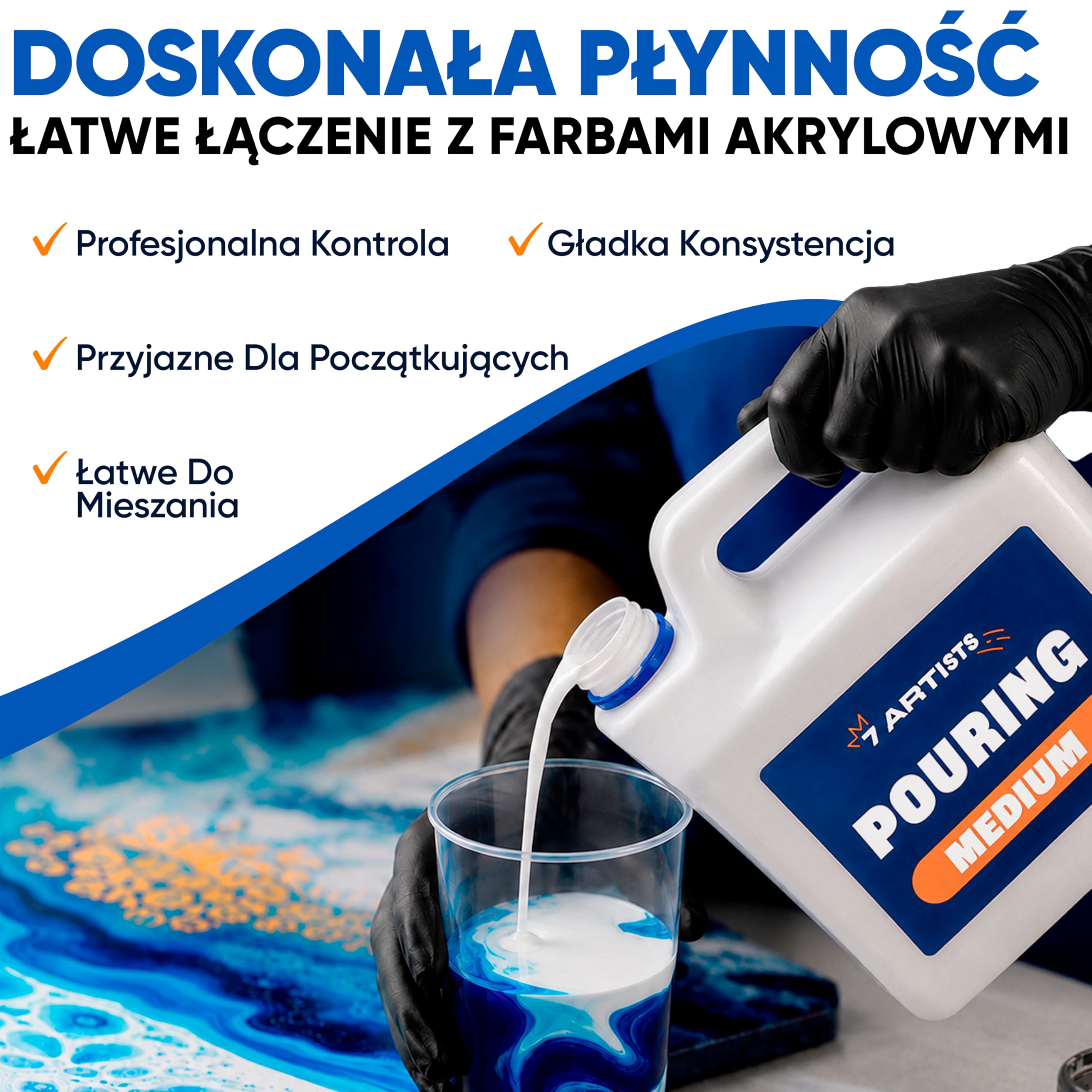 Medium Pouring Akryl Profesjonalne 5L – Połysk Medium do Farb Akrylowych | Transparentne Pouring Akryl do Fluid Art
