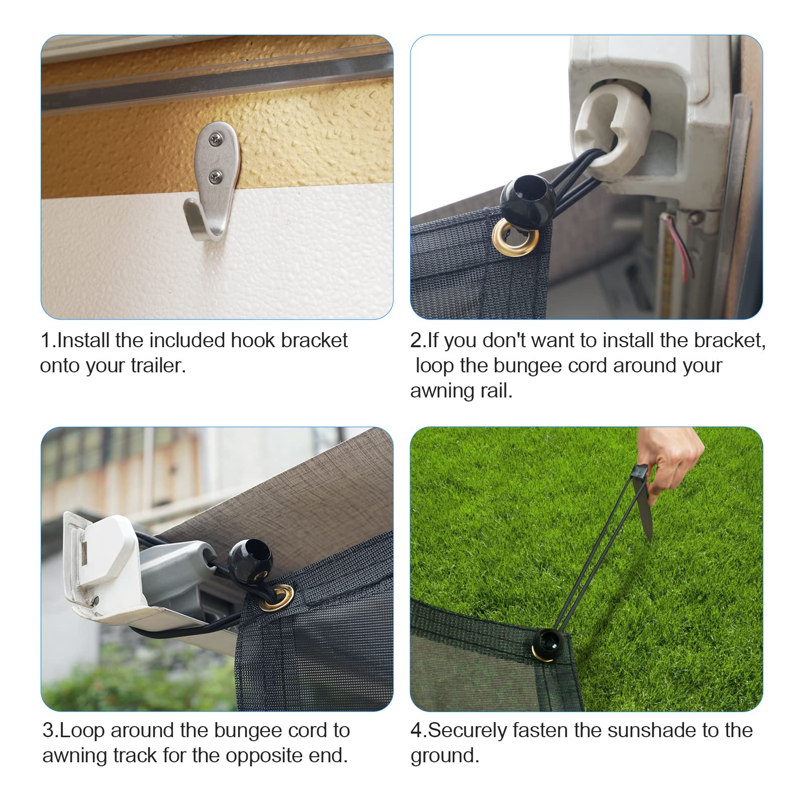 SUPAREE 7'x9' Sonnenschutz für Markise wohnmobil Wohnmobil markise Seitenwand Wohnmobil View Blocker Sonnenschutz Universeller Anti-UV Markise Sichtschutz Per Camping RV Van (Schwarzes Netz)