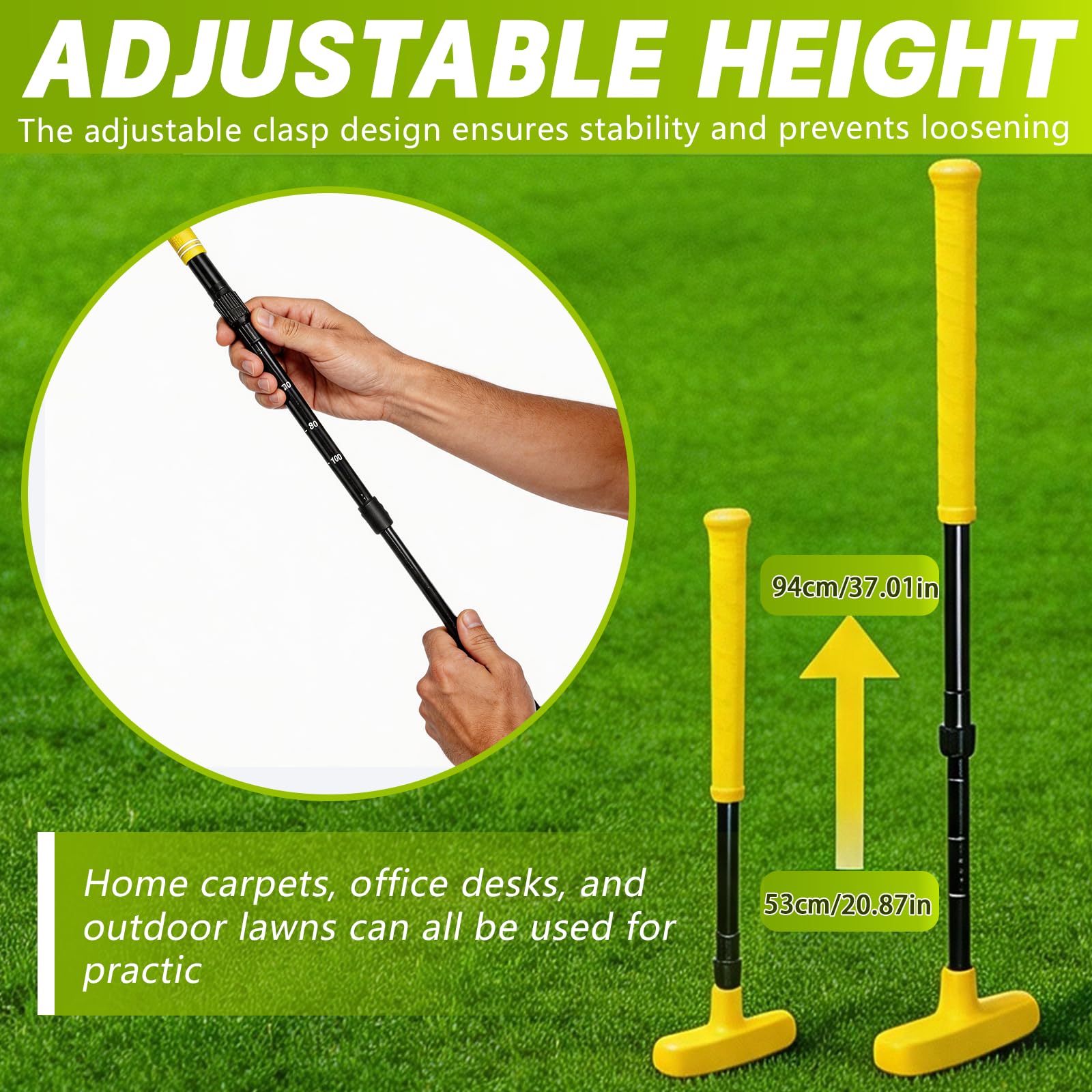 Ensemble de Putter de Golf, Ensemble de Golf Bidirectionnel Réglable Longueur Réglable Gaucher ou Droitier Accessoires de Putter pour l'intérieur et l'extérieur