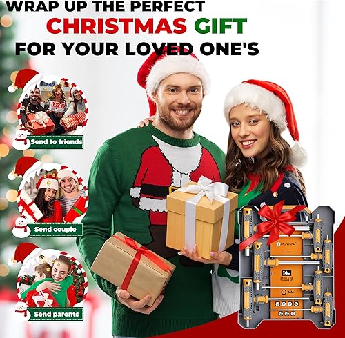 Miniatura 2 de MULWARK 14 PC T-handle Allen Wrench Set Metric and Standard with T Handle Hex Key and Long Hex Driver Set |Christmas Gift|Wall-Mounted Storage Box,