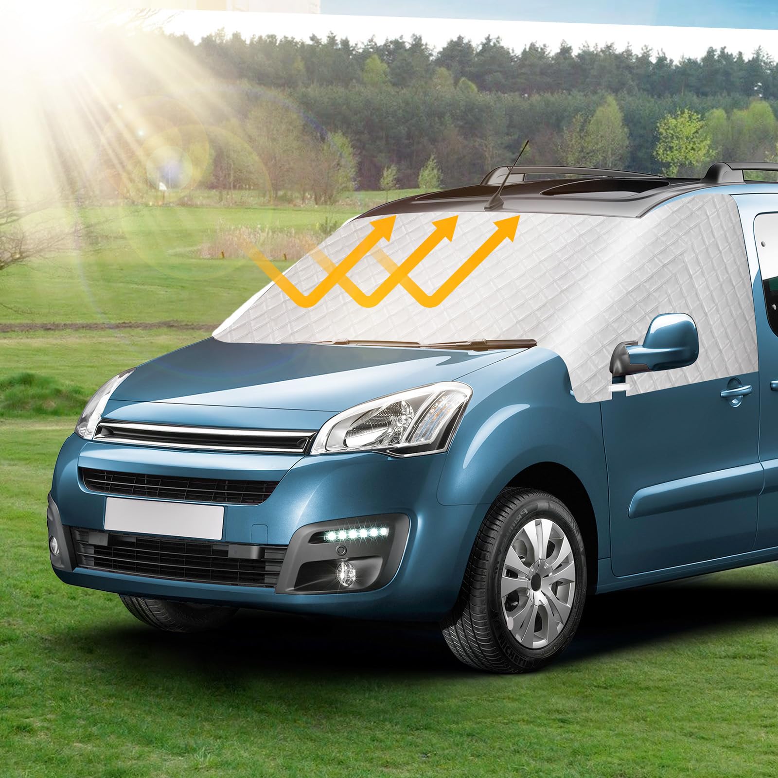 Copri Parabrezza per Auto Compatibile con Citroen Berlingo Peugeot Partner 2008-2018, Copertura Parabrezza Invernale Antigelo Antighiaccio Anti UV
