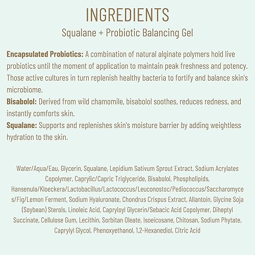 Miniatura 9 de Biossance Squalane + Probiotic Balancing Face Gel Hidratante  Fórmula avanzada para pieles grasas y propensas al acné, probióticos encapsulados,