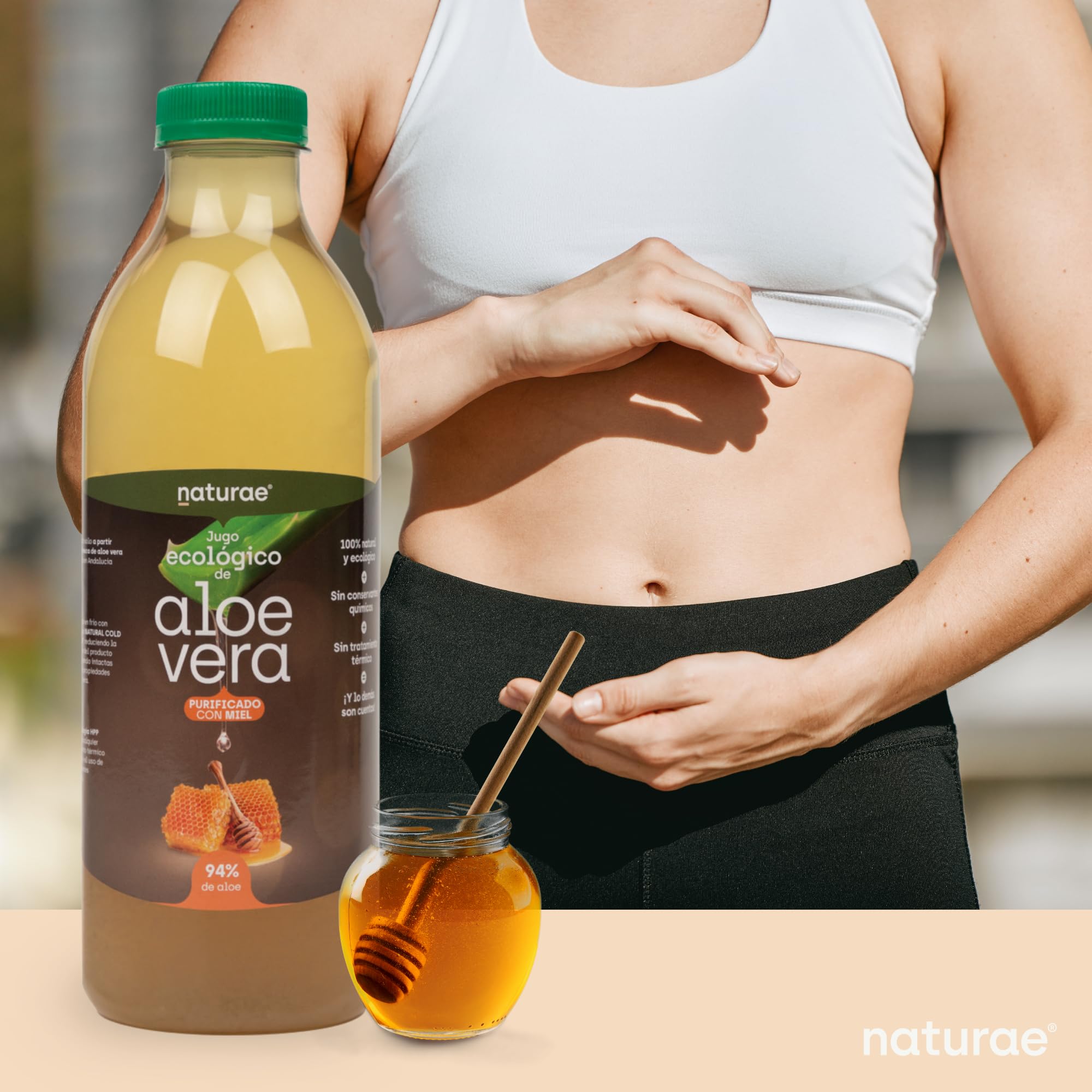NATURAE – Jugo de Aloe Vera con miel – Digestivo Natural y Suave – Pack de 3 Botellas de 1L - Fabricado en España