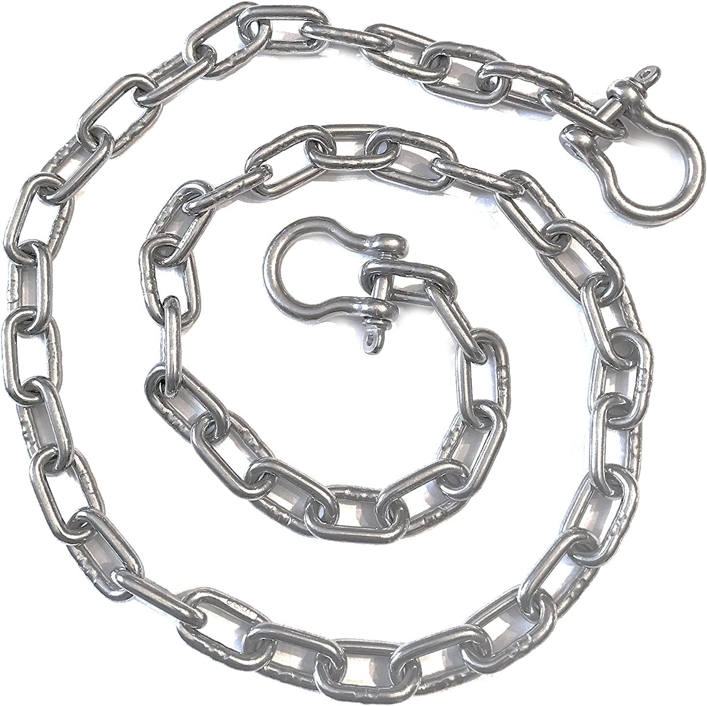US STAINLESS 1/4" by 4 Foot US Stainless Stainless Steel 316 Anchor Chain 1/4" or 6mm by 4' Long Shackles - Boat