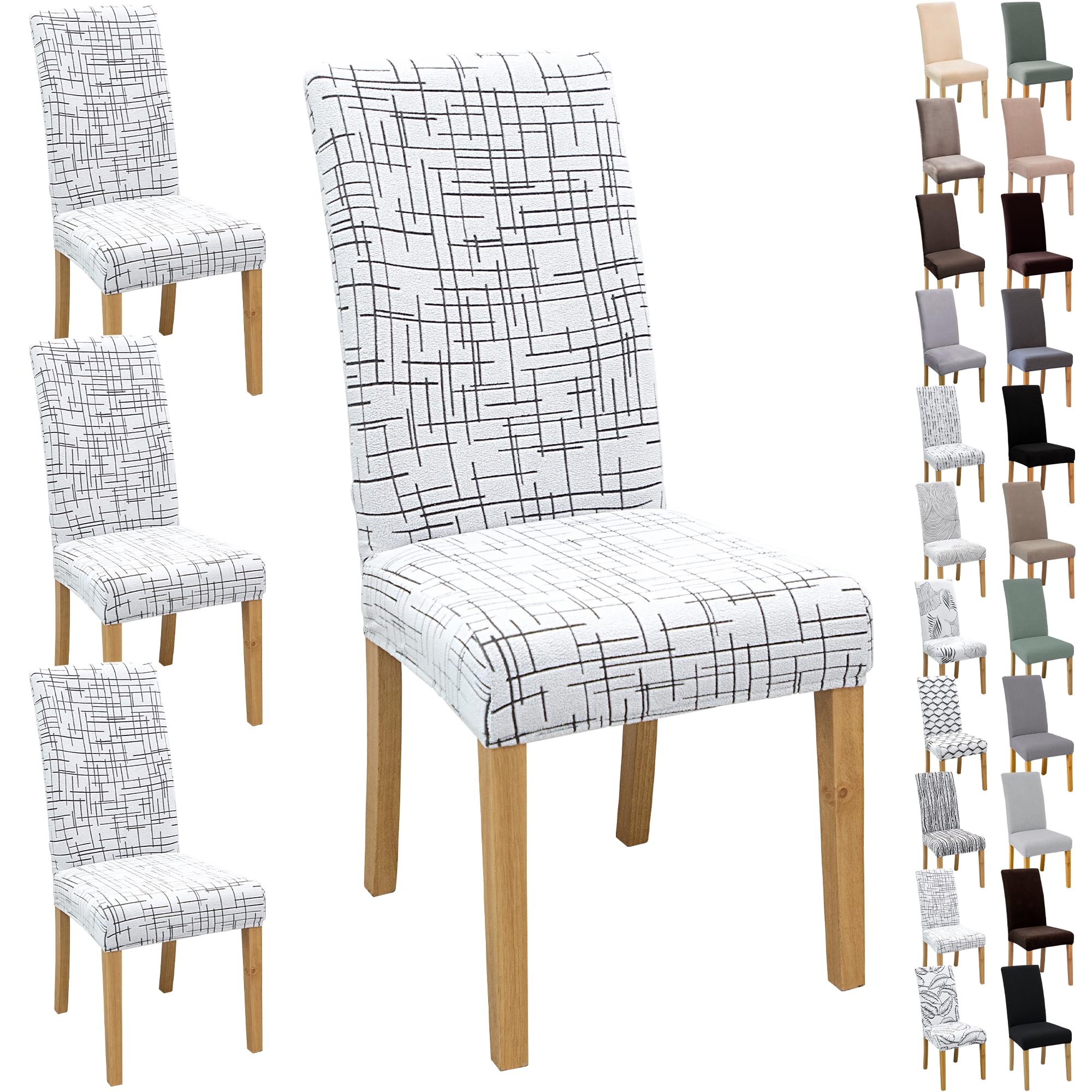 DREAHOTEXTIL Stuhlbezüge (4/6 Stück), weich und geschmeidig, in leuchtenden Farben, für Wohnzimmer, Küche, Büro, Restaurant, Partys – praktische Stuhlbezüge.