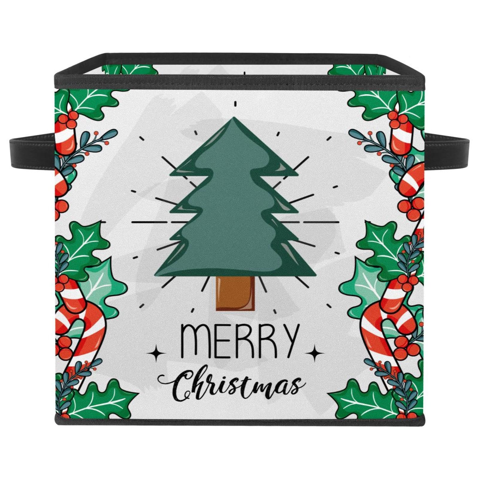 Boîte de rangement pliable avec poignées solides et motif de Noël pour maison et placard