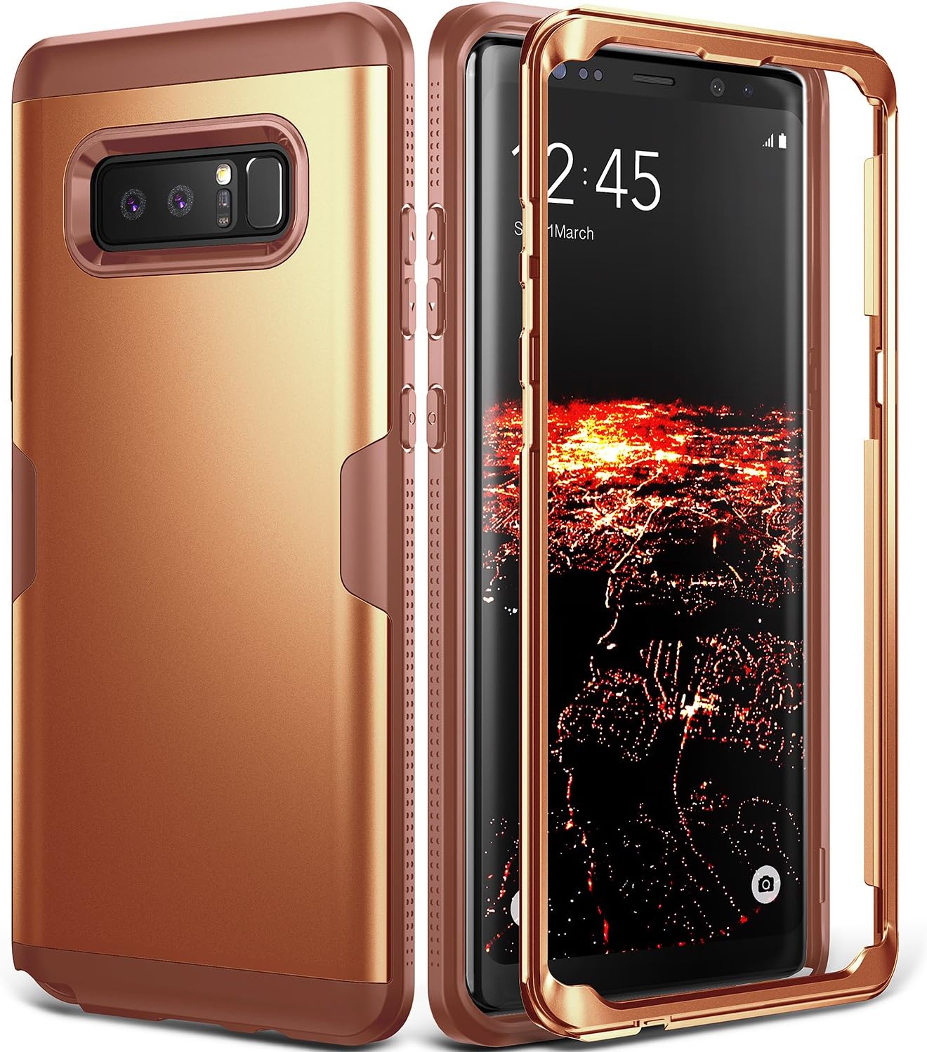 YOUMAKER Galaxy Note 8 Case, Full Body Heavy Duty Protection Shockproof Slim Fit Case Cover for Samsung Galaxy Note 8 (2017 Release) Without Built-in Screen Protector (Brown)