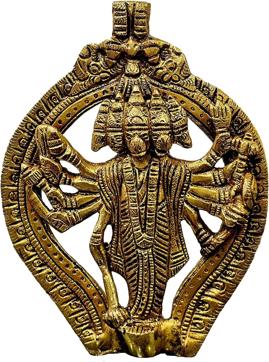 Gold eSplanade Brass Panchmukhi Hanuman Wall Hanging Anjaneya Pavan Putra Bajrangbali Maruti Idol Murti Moorti Statue - 6 Inches