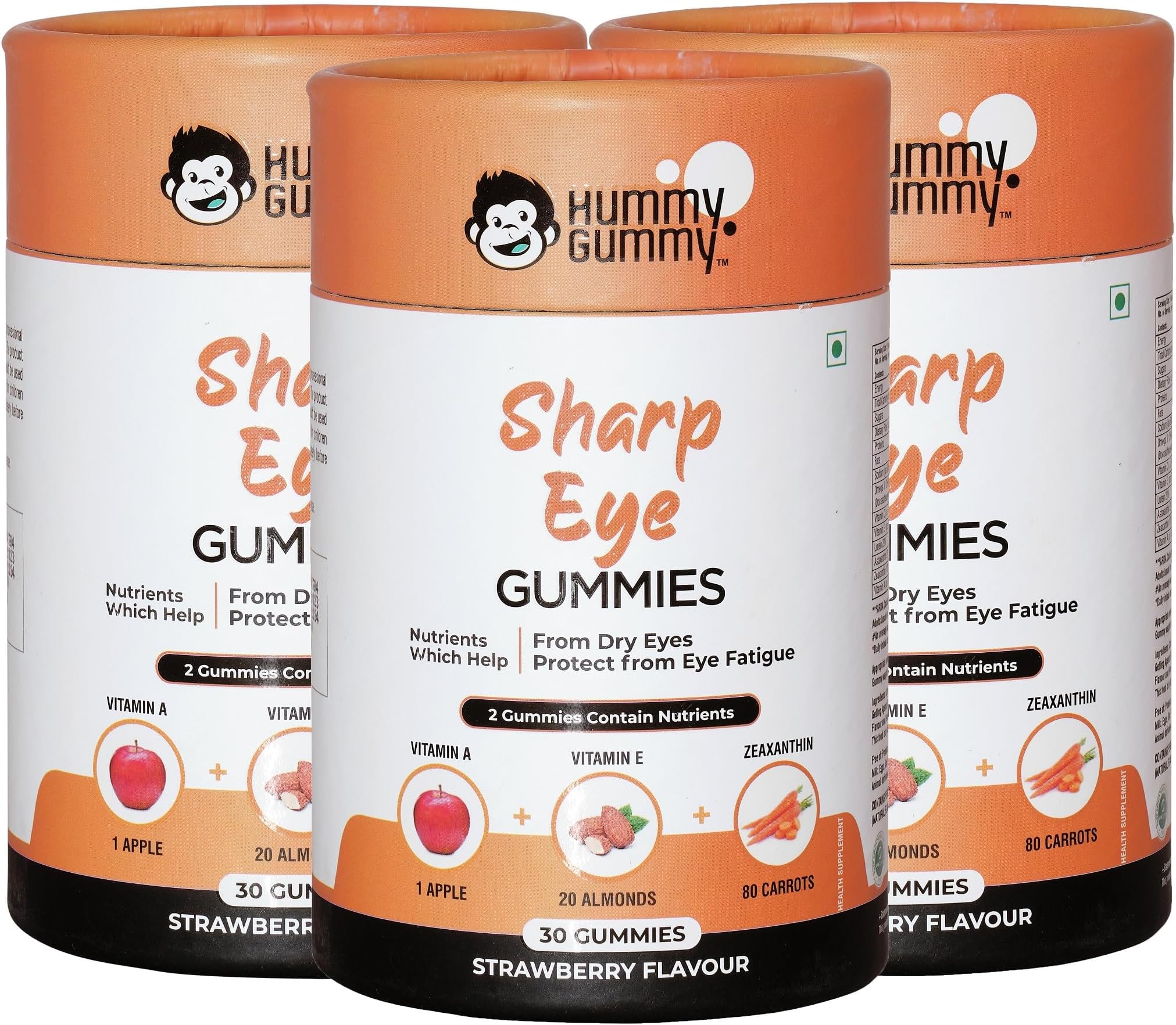 Hummy Gummy Eye Health Gummies for Kids & Adults Eye Supplements with Zeaxanthin, Omega 3, DHA, Vitamine C, E, A for Vision Support & Protect from Blue Light and Dry Eyes 90 Gummies Strawberry Flavor
