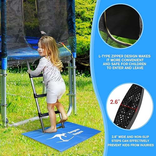 Miniatura 3 de Kangaroo Hoppers Trampolín para niños, trampolín de 121415 pies con aro de baloncesto, red de seguridad - Trampolín para exteriores mejorado para