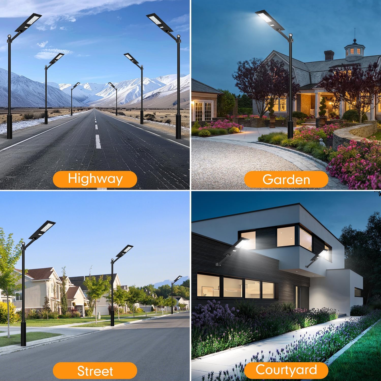 Black 60W Commercial Solar Street Lights Outdoor 1 Pack Metal IP67 LED Parking Lot Light with Radar Motion Sensor and Remote Dusk to Dawn Security Floodlight for Garage Pathway