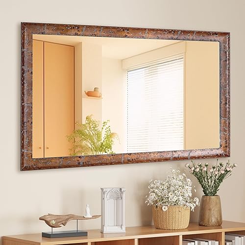 Vista 23 de CULER Espejo de pared de madera blanca para baño, espejos colgantes rectangulares de 20 x 16 pulgadas con marco de madera para sala de estar