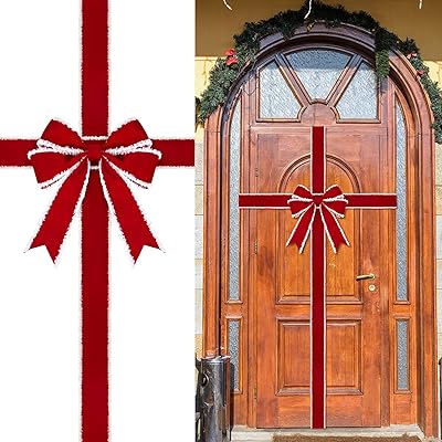 Christmas Cabinet Ribbons Bows Large Door Ribbon Red Kitchen Decorations Above Cabinets Christmas Wreath Bow Festival Wrapping Decorations for Christmas Tree Home Front Door Fireplace Party Supplies
