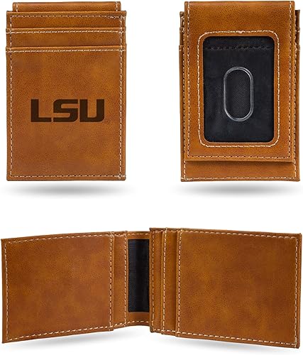 Miniatura 234 de Rico Industries NCAA - Cartera de bolsillo frontal grabada con láser - Compacta/cómoda/delgada Marrón