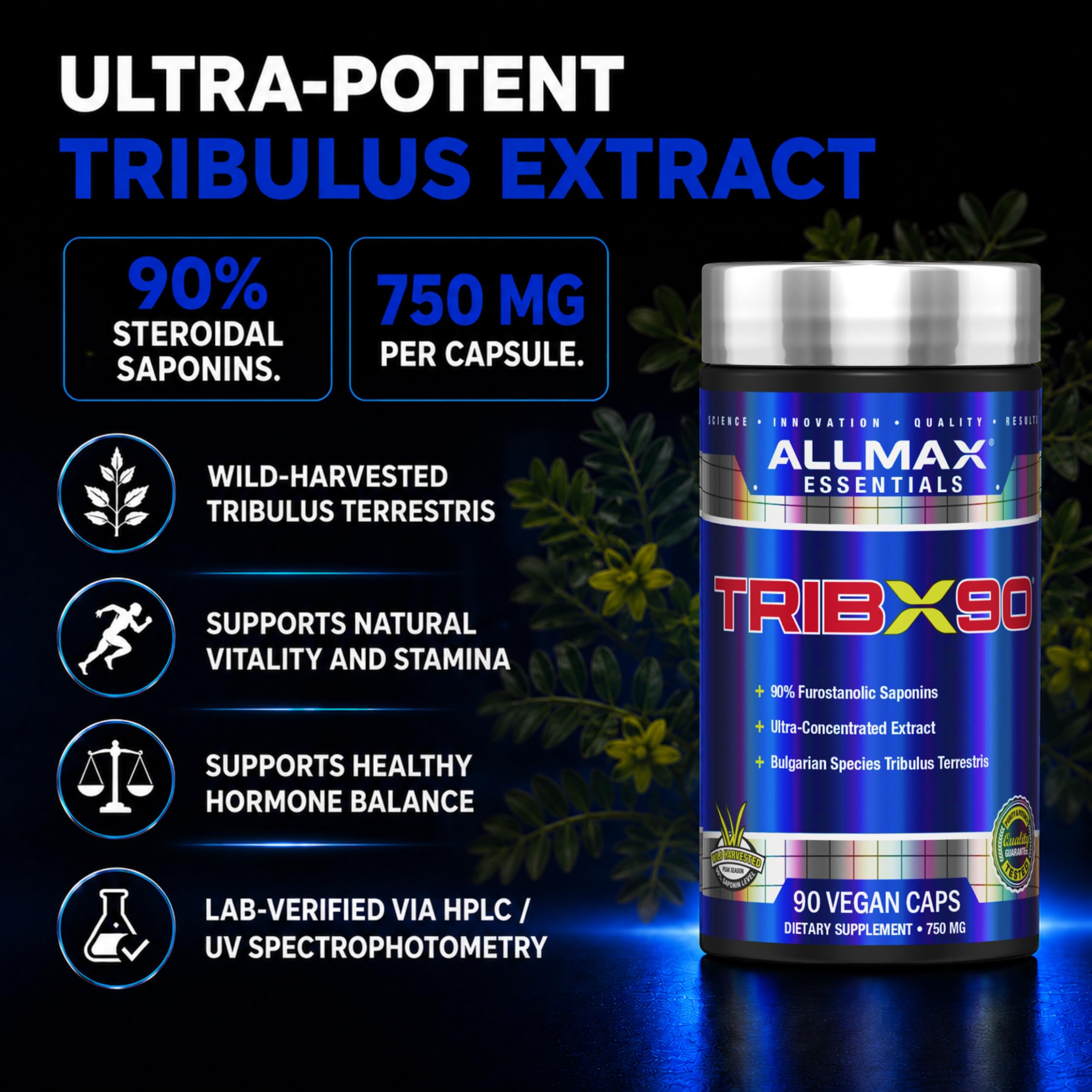 ALLMAX TribX90, 750 mg Tribulus, 90 Vegan Capsules — Amazon image 2