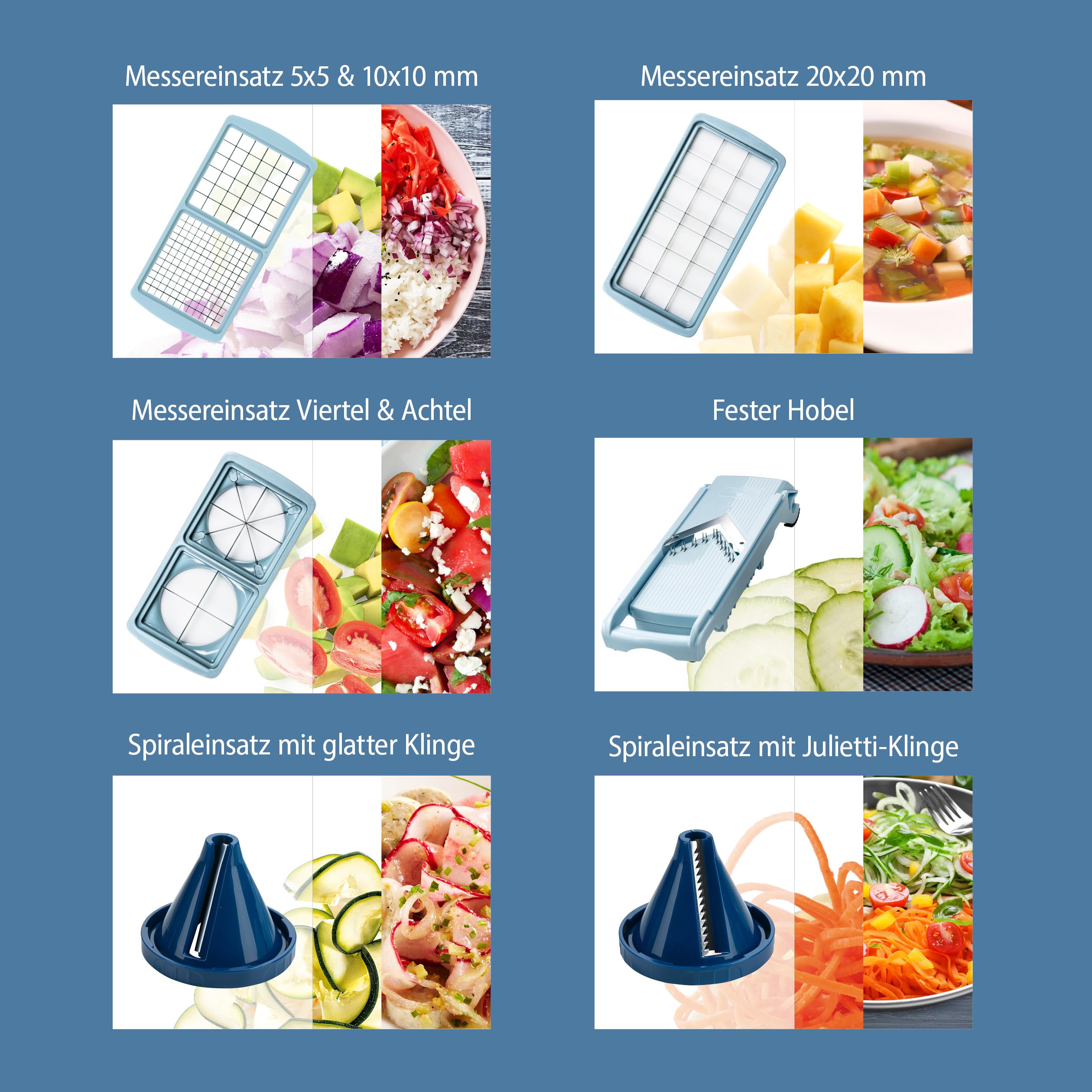 Genius Nicer Dicer Fusion Smart Set 16 Teile - Gemüseschneider & Spiralschneider zum Gemüse schneiden mit Twist – Bild 6