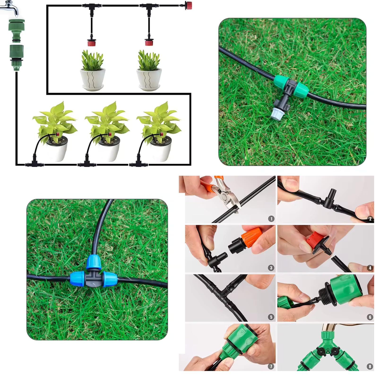 Microtubo de Riego 4mm para Goteo, Tubería para Riego, Fabricada en PVC Flexible y Resistente con 6mm de Diametro Exterior, Disponible en Rollo de 10, 25 y 50 metros, Color Negro (50 metros)