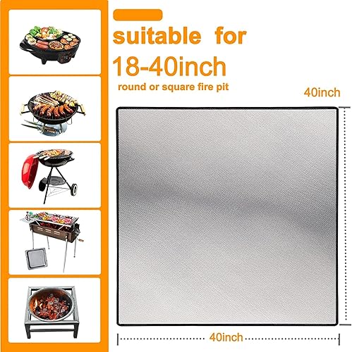 Miniatura 7 de DocSafe Tapete Cuadrado para Fogata de 40 x 40 pulgadas, Tapete Ignífugo de 4 Capas Bajo la Parrilla con Aislamiento Térmico, Protector de