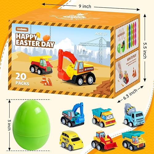 Miniatura 2 de ZenBombs Huevos de Pascua con autos en el interior  12 huevos de Pascua precargados con autos de juguete de tracción  Relleno de cesta de Pascua