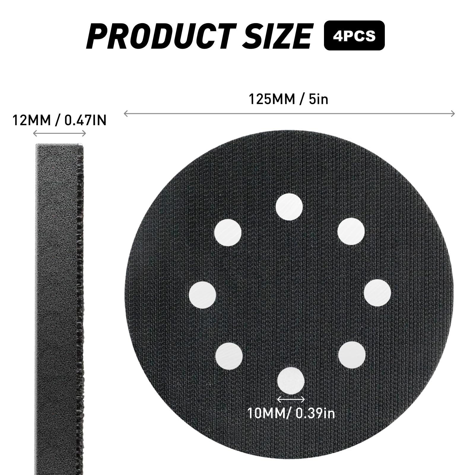 2 pezzi Interface Pad 125 mm 8 fori in schiuma morbida per arrotondamenti, tamponi lucidanti 125 mm, Soft Pad per piatti abrasivi e lucidanti, leggeri e pratici per carta vetrata