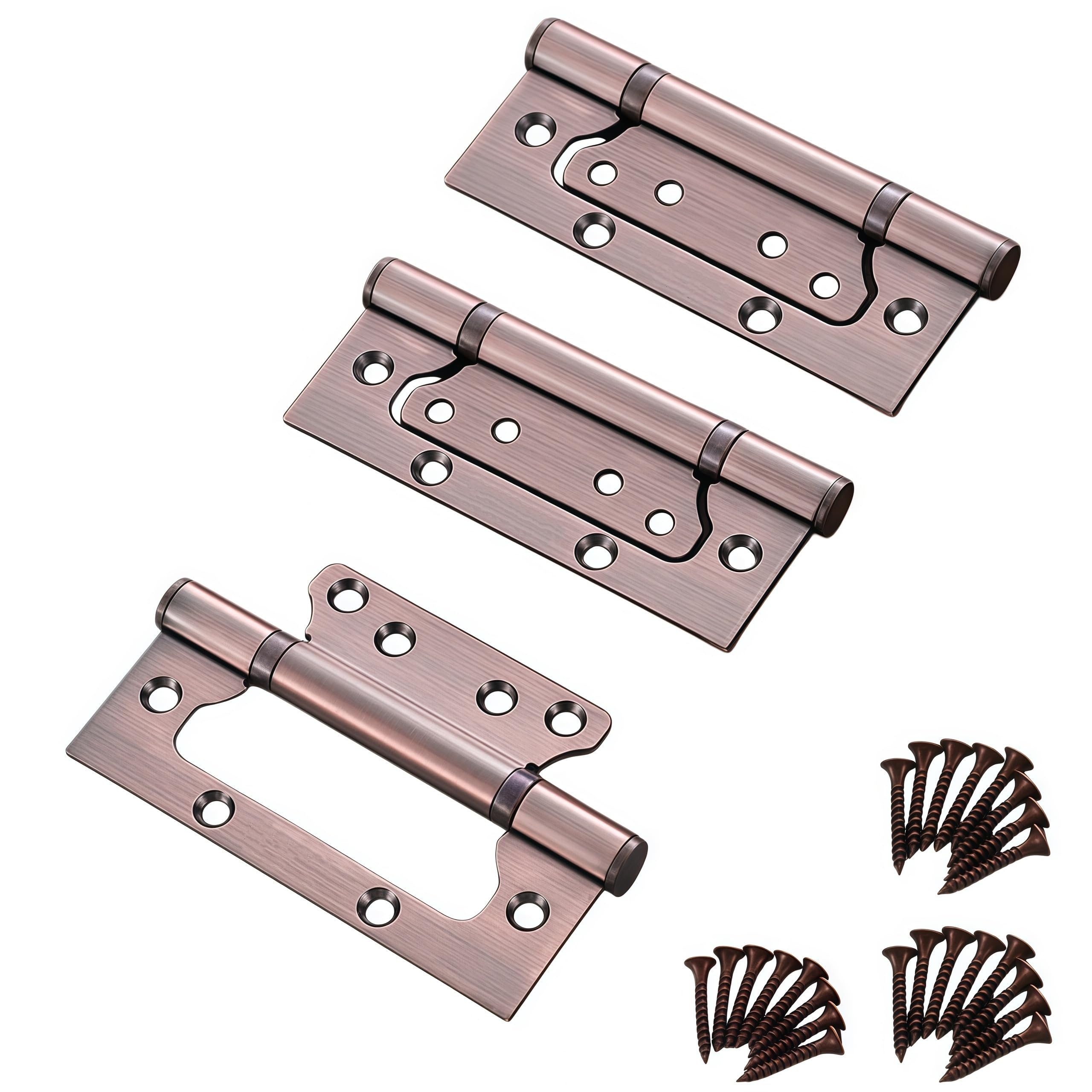 Vbnexyr Antique Red Hinge 3 Pack Of Stainless Steel 360 Degree Rotating Mother And Child Hinges No Slotting Required For Wooden Doors With Screws 6.56 Inches