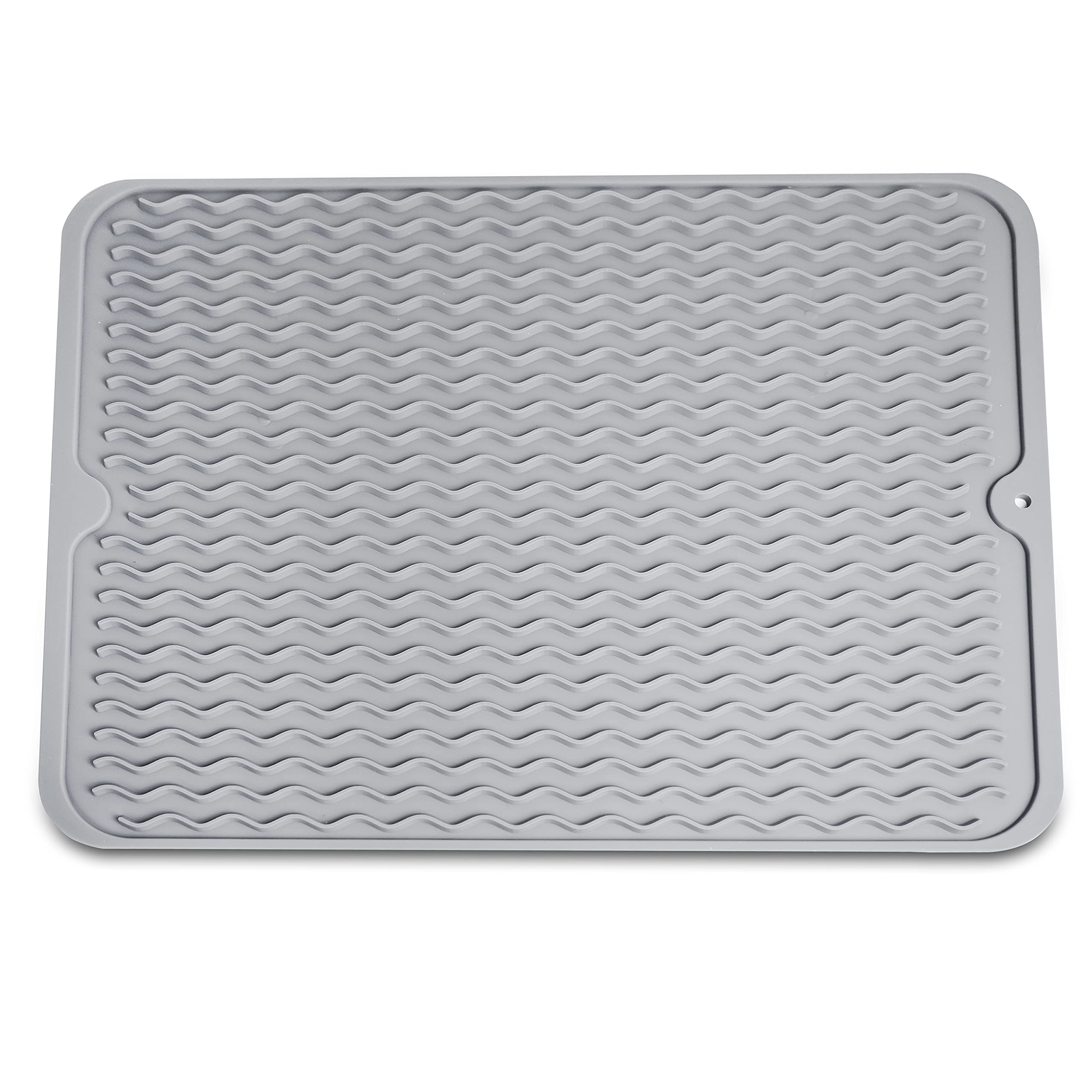 Rubberneck Abtropfmatte aus Silikon, 40x30cm, hitzebeständig und rutschfest, Geschirr Trockenmatte, BPA-Frei (Grau)