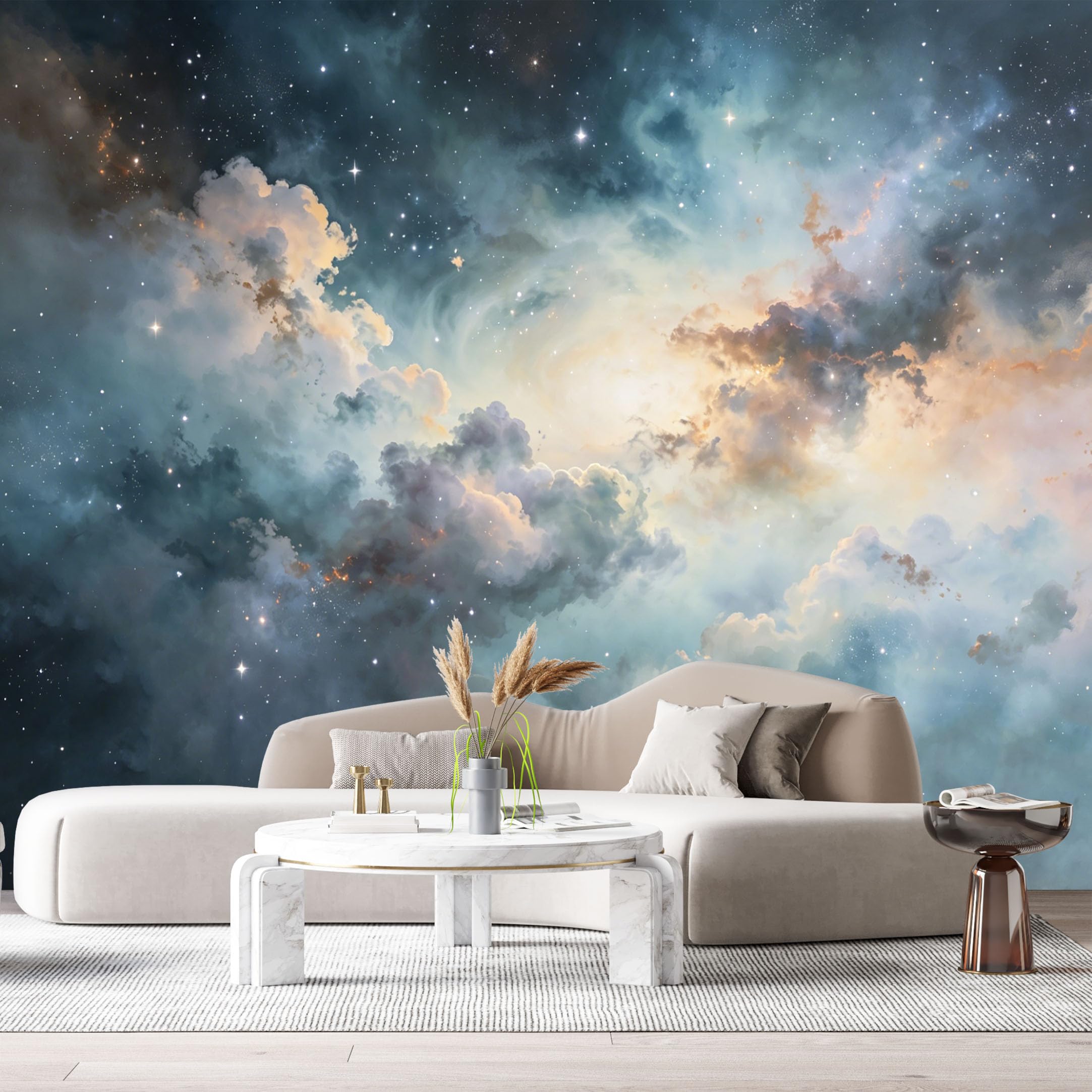 Custom Size Wall Murals Abstract Galaxy Nebula Oil Painting Starry Night Sky SelfAdhesiveWall Fabric Removable Wallpaper Wall Decor for Living Room Bedroom Bathroom