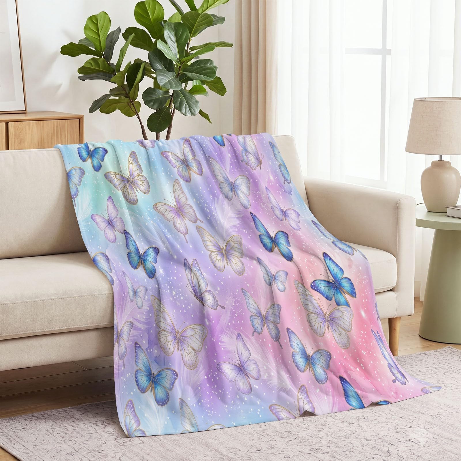 Générique Miękki pled flanelowy, pasuje do nowoczesnego, 150 x 200 cm, wykwintny dziewczęcy pluszowy koc na łóżko, narzuta na sofę, miękki koc dla dorosłych i dzieci, różowy
