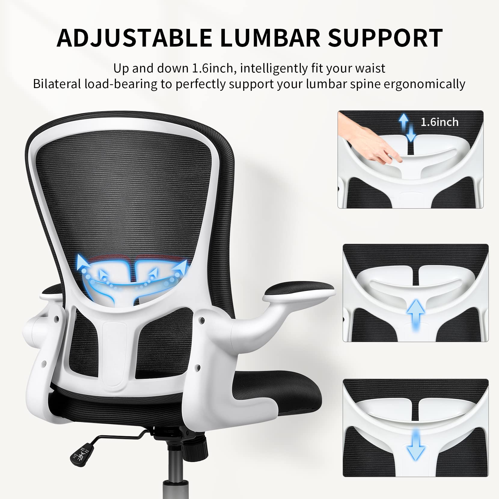 Home Office Chair, mfavour Ergonomic Office Chair with Flipup Armrest