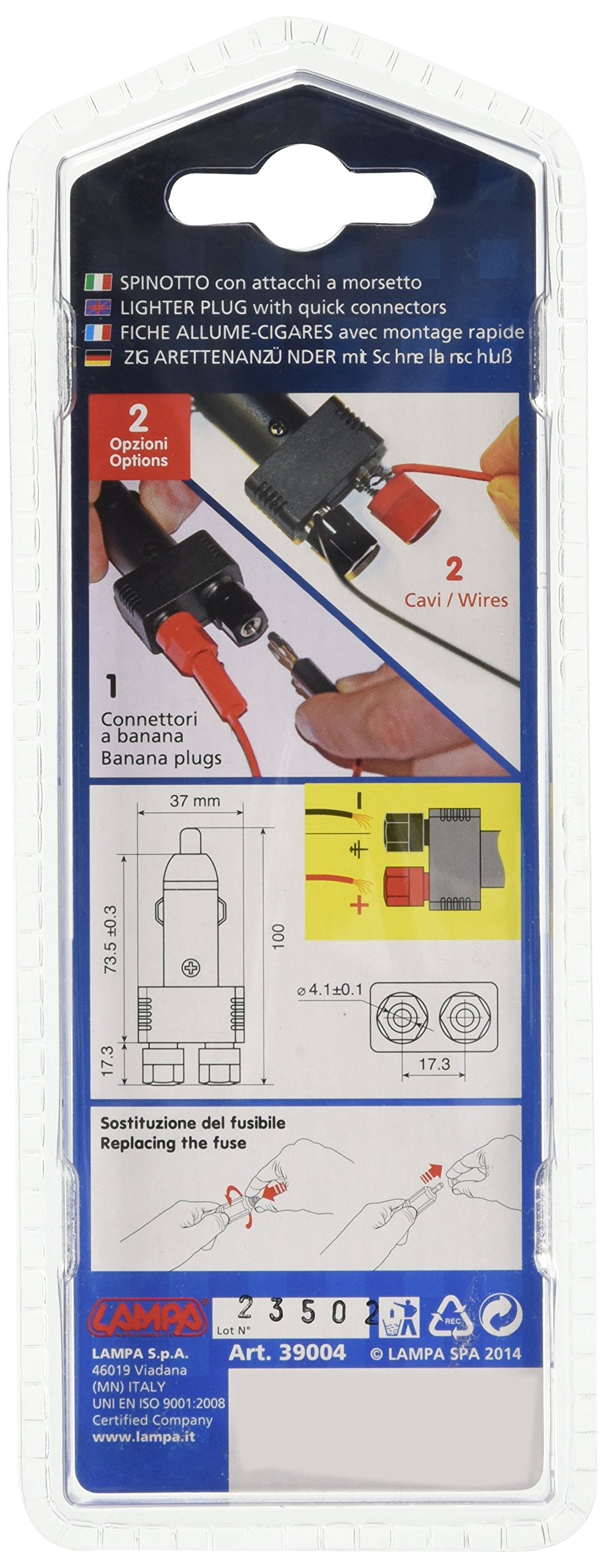 LAMPA 39004 zapalniczka z bezpiecznikiem z gniazdem bananowym